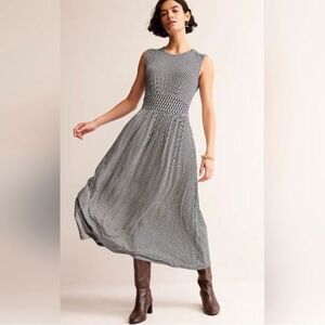 Boden Thea Blue White Geometric Midi Dress Size 6